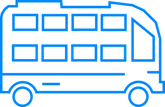 Blue Outline Illustration of a Modern City Bus for Transportation Use png