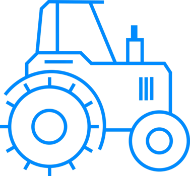 Outline of a blue tractor for agricultural machinery illustration png