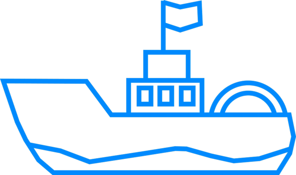 Simple Line Art of a Boat with a Flag and Circular Design Elements png