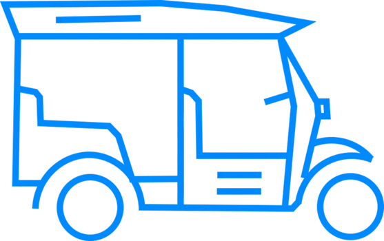Outline of a Three-Wheeled Auto Rickshaw in Blue Color png