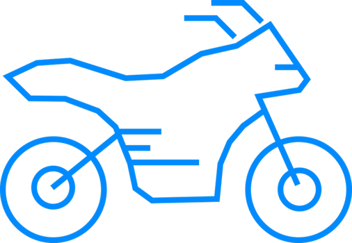 Blue Line Art of a Motorcycle in Simple Outline Design png