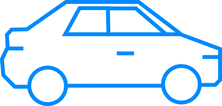 Simple Line Art Car Icon in Blue Color on a Transparent Background png