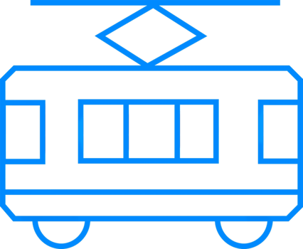 Simple Outline of a Retro Tram with Geometric Design Elements png