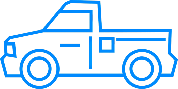 Blue Outline of a Pickup Truck in Flat Design Style png
