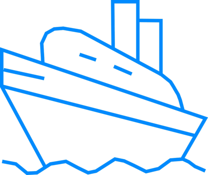 Blue Outline of a Seagoing Vessel on Water with Waves png