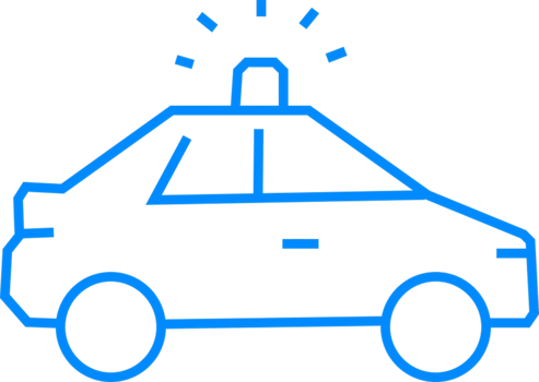 Blue Outline of Emergency Vehicle with Flashing Light on Roof png