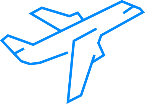 Minimalist Outline of an Airplane in Blue on a Transparent Background png