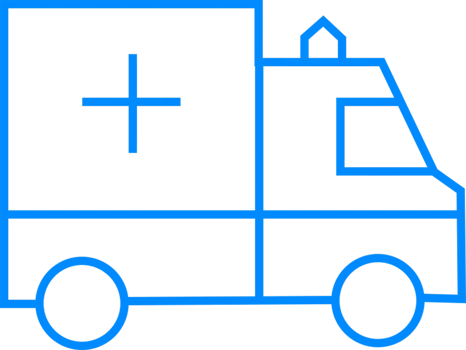 Outline of a Medical Emergency Ambulance Icon in Blue Color png