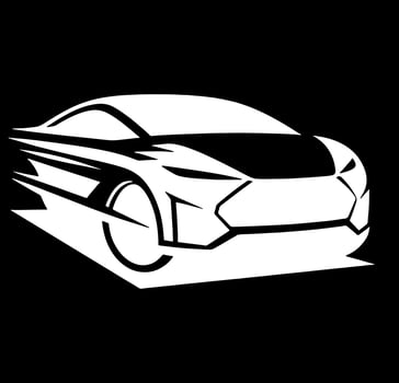 A white sports car on a black background vector