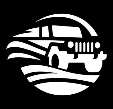 A white jeep logo on a black background vector