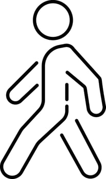 Walk line icon. Simple outline style. Pedestrian, walkway concept symbol. black and white line drawing of a man walking. illustration isolated on white background vector