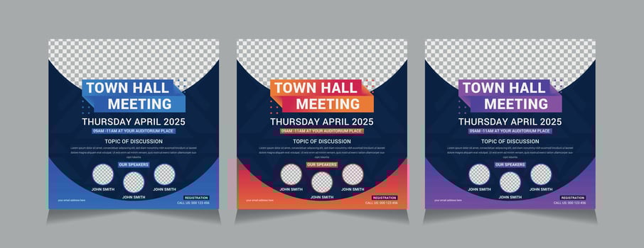 Town Hall Meeting Social Media Post Templates, illustration eps 10 vector