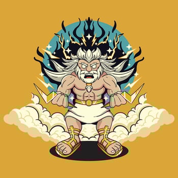 Kid-Friendly Zeus Unleashes Lightning vector