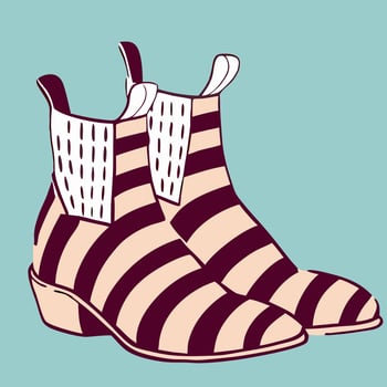 Pair of Striped Ankle Boots, Fashion Illustration vector