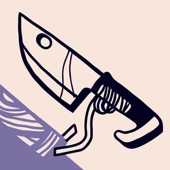Stylized Knife Drawing, Dark Blue Outline, Abstract Background vector