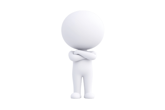 A simple, stylized figure with round head and arms crossed, embodying a neutral or contemplative pose. png