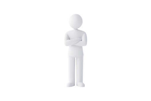 A simplistic, stylized figure with arms crossed, exuding a sense of confidence and calmness. png