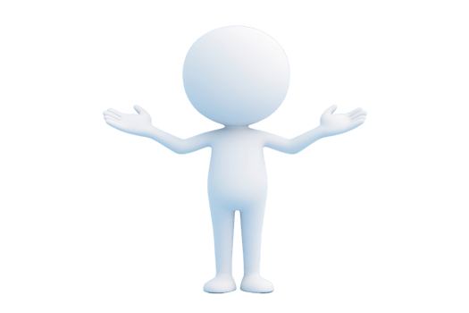 A simple, cartoon-like character with a round head and outstretched arms, conveying openness or welcoming gesture. png