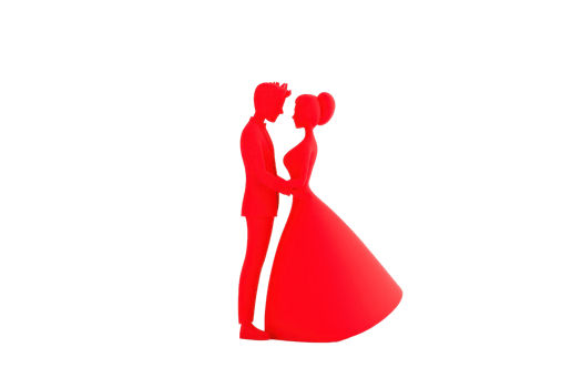 A romantic silhouette of a couple in an embrace, highlighted in red, symbolizing love and affection. png