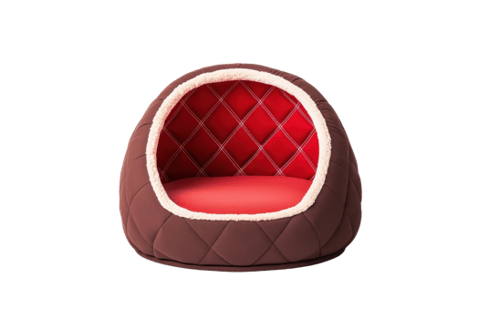 A cozy, dome-shaped pet bed featuring a plush interior and quilted exterior, designed for comfort and style. png
