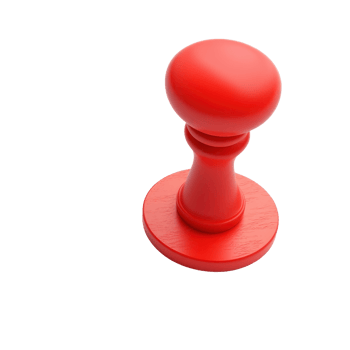 A bright red stamp with a rounded top and a flat base, commonly used for marking documents or crafting. png
