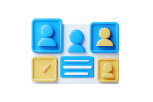A colorful, stylized representation of user profile icons and a form layout, highlighting personal information and identity. png