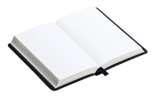 An open book with blank pages, inviting writing or drawing. png