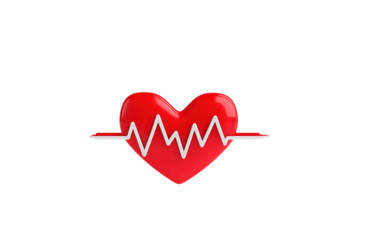 A red heart symbol with a white heartbeat line crossing through it, representing health and vitality. png
