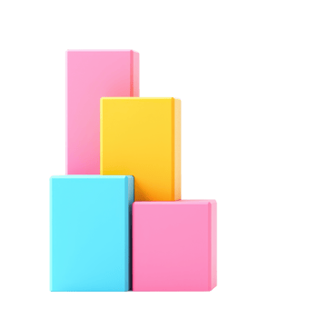 A vibrant arrangement of geometric blocks in varying sizes and colors, including pink, blue, and yellow. png