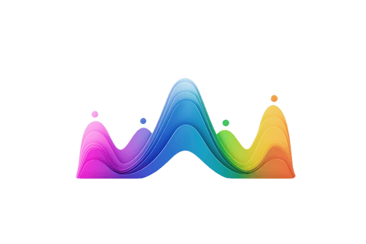 A colorful wave-like graphic with peaks and valleys in vibrant hues, representing sound or data visualization. png