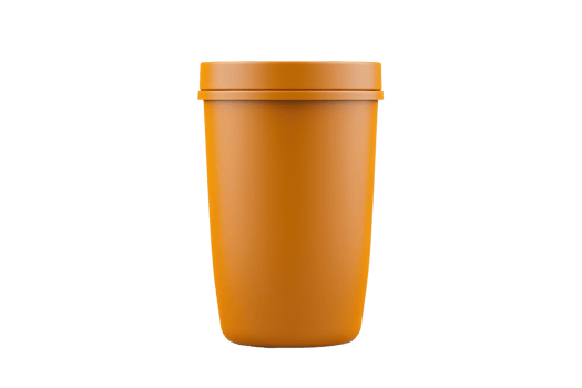 A bright orange container with a smooth surface and a secure lid, designed for storage or transport. png