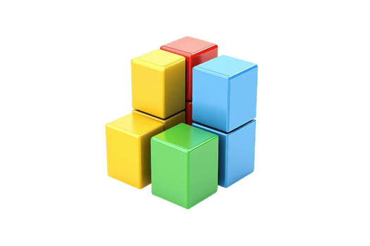 A cluster of colorful building blocks arranged in a playful formation. png