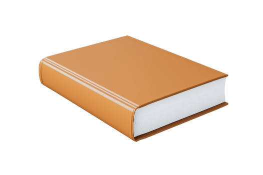 A closed book with a smooth orange cover and white pages, showcasing a simple yet elegant design. png