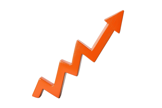 An upward-pointing zigzag arrow symbolizing growth and progress. png