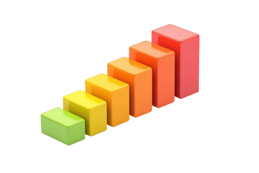 A series of colorful blocks arranged in ascending order, representing growth or progress. png