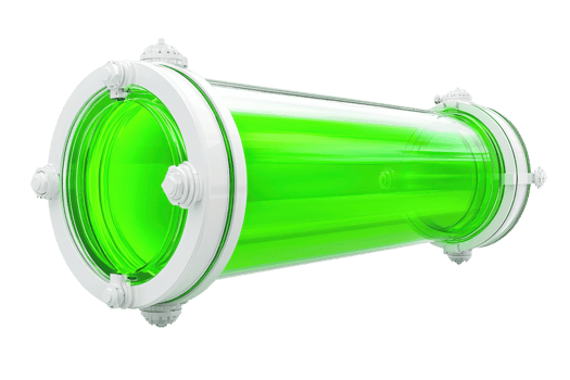 A cylindrical container filled with vibrant green liquid, featuring white end caps and detailed textures. png