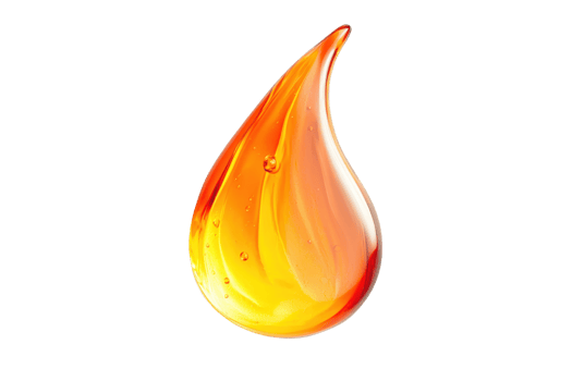 A vibrant orange teardrop shape resembling liquid, with smooth curves and a glossy texture. png