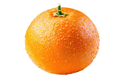 A vibrant orange fruit covered in droplets, showcasing its fresh texture and rich color. png