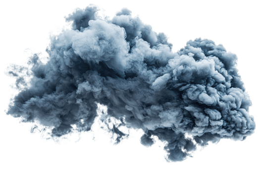 A dense, billowing cloud of blue smoke, swirling with a dynamic texture and depth, creating an evocative visual effect. png