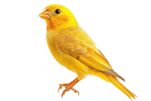 A vibrant yellow canary with a sleek body and delicate features, showcasing its bright plumage and lively stance. png