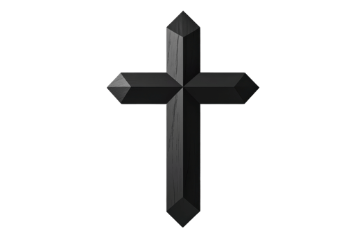A stylized black cross featuring geometric shapes and sharp angles. png
