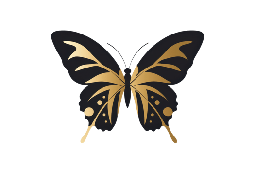 A beautifully designed butterfly featuring intricate gold patterns on its wings. png