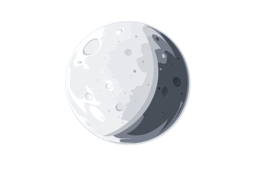 A stylized representation of the moon showcasing its craters and phases. png
