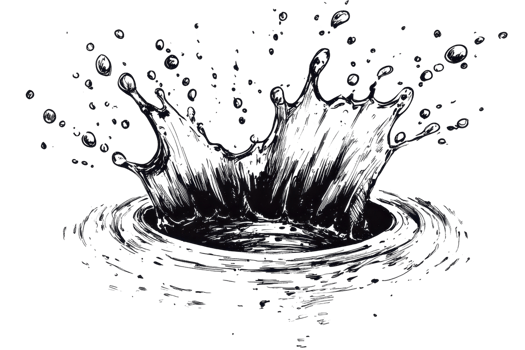 A dynamic splash of water, showcasing droplets and ripples, creating an energetic and fluid visual effect. png