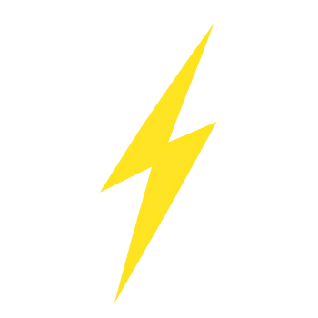 A bold yellow lightning bolt symbol representing energy and power. png