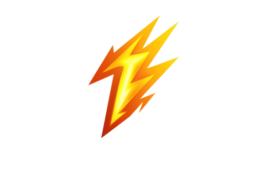 A vibrant yellow and orange lightning bolt icon symbolizing energy and power. png