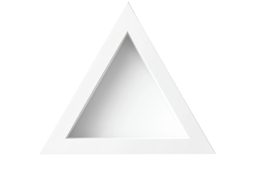 A simple, white triangular object with a hollow interior, showcasing a minimalist design. png