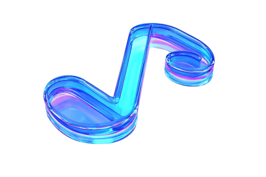 A vibrant, glowing musical note design featuring an intertwined shape with a colorful gradient. png