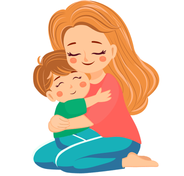 Mother hugging child with love and warmth in a sweet cartoon png