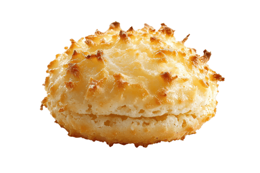 A golden-brown baked good with a crunchy top and soft interior, showcasing a textured surface. png